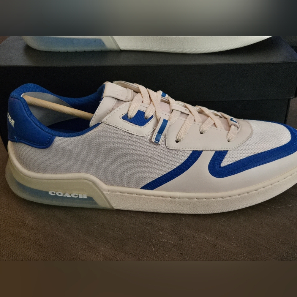 Coach Men’s White and Blue Court Sneaker Brand NEW Size 13